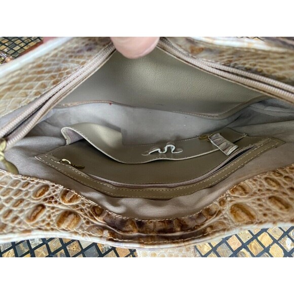 Brahmin Leather Croc Embossed Tabitha Shoulder Crossbody Bag Warm Tan Beige - Picture 10 of 12